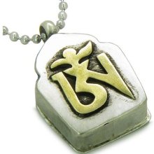 Amulet Tibetan Ancient Gold Tone OM Magic Symbol Prayer Box Secre ...