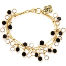 Anne Klein Bracelet, Gold-Tone Jet and Glass Crystal Three-Row Shaky B