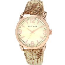 Anne Klein Round Leather Strap Watch, 40mm Tan/ Rose Gold