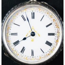 Antique Art Nouveau Old Silver Pocket Watch Uhren Orologio Reloj Bolsillo C 1880