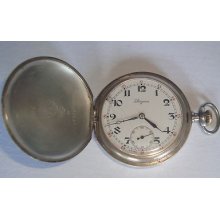 Antique Hunter Pocket Watch Longines Silver 900