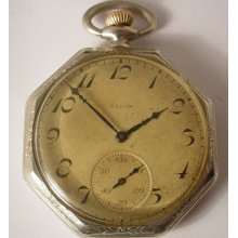 Antique Ladies Fancy Elgin Octagon Pocket Watch 17 Jewels Gold Filled