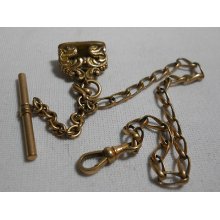 Antique Pocket Watch Gold Tone Chain - Marked Rfs Co.