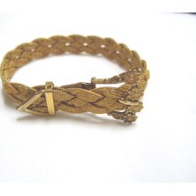 Antique Victorian Gold Filled Buckle Bracelet With Braided Band