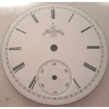 Antique Vintage 34mm Porcelain Elgin Pocket Watch Dial / Roman Numeral Markers