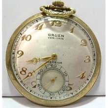 Antique Vintage Gruen Veri-thin Pocket Watch 42 Mm Working Condition