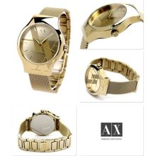 Armani Exchange Gold Stainless Steel Mesh Bracelet Ladies Watch Ax3141