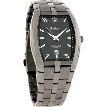 Armitron Mens Rectangular Black Dial Date Gunmetal Bracelet Watch 204368DG