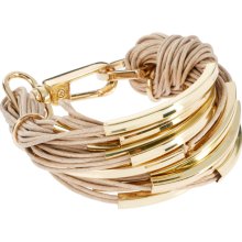 Ashiana Multi Cord Bracelet with Tube Detail Nude/gold