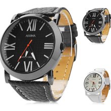 Assorted Colors Men's PU Analog Quartz Wrist Watch 2434