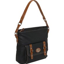 Aurielle-Carryland Waxy Pebble Contrast Crossbody Black Multi