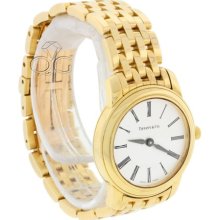 Authentic Tiffany & Co. 18k Yellow Gold Roman Numeral Dial Ladies Watch Swiss