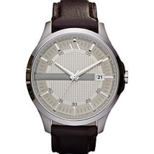 AX Armani Exchange Leather Strap Watch Almond