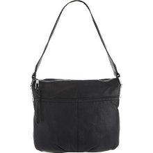 B. Makowsky Glove Leather Zip Top Shoulder Bag - Black - One Size