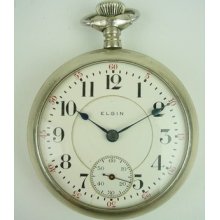 B.w.raymond Elgin 17 Jewels Silveroid Pocketwatch 1908 Railroad
