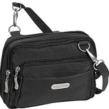 Baggallini Triple Zip Cross Body Belt Bag Nylon Black Handbag 52