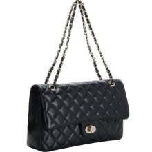 Baginc Adele Flap Bag Cowhide Leather Caviar Black