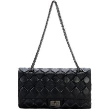 Baginc Caroline Double Flap Leather Bag Black