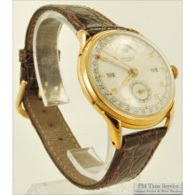 Banner 17J moon phases with calendar vintage wrist watch, yellow-gold filled & stainless steel round case