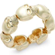 Bar Iii Bracelet, Gold-Tone Skull Stretch Bracelet