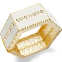 Bar Iii Bracelet, Gold-Tone White Crystal Hinge Bracelet