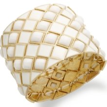 Bar Iii Bracelet, Gold-Tone White Diamond-Shaped Stretch Bracelet