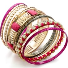 Bar Iii Bracelet Set, Gold-Tone Fuchsia Gypsy Bangle Bracelets Bar Iii Bracelet Set, Gold-Tone Fuchsia Gypsy Bangle Bracelets