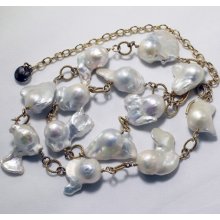 Baroque Pearl Chain 22K Gold Vermeil Necklace