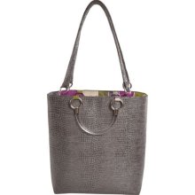 Baxter Designs Large Boa Tote Silver - Baxter Designs Fabric Handbags