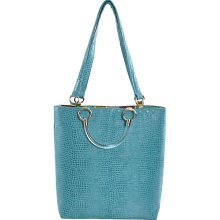 Baxter Designs Large Boa Tote Teal - Baxter Designs Fabric Handbags