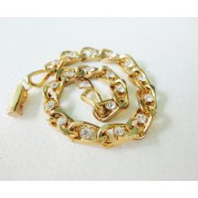 beautiful gold tone Rhinestones and chains Bracelet vintage jewelry