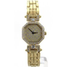 Beautiful Ladies Geneve Octagon 18k Yellow Gold Diamonds Bezel & Dial Watch