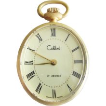 Beautiful New old stock mechanical Colibri Swiss pocket watch 17 jewels