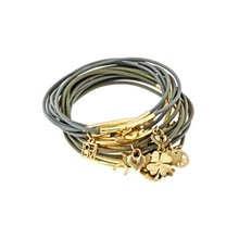 Bee Charming Grey Rubber 15 Strand Charm Bracelet