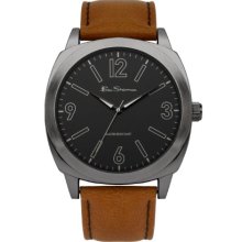 Ben Sherman Men's Quartz Watch With Black Dial Analogue Display And Brown Leather Strap R867