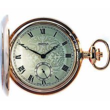Bernex Swiss Made Mechanical Rose Gold Plate Full Hunter Pocket Watch, Oversize Paterned Case