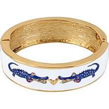 Betsey Johnson Alligator Hinged Bangle Bracelet - White