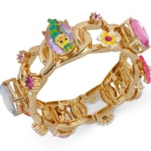 Betsey Johnson Bracelet, Antique Gold-Tone Crystal Gem and Flower Char