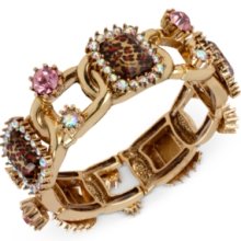 Betsey Johnson Bracelet, Gold-Tone Leopard Gem Stretch Bracelet