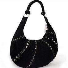 Bibu Bibu Suede Series Round Silver Studded Hobo Shoulder Handbag 2...