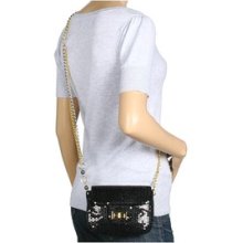 Big Buddha Handbags Money Sequin Black Purse Bag Handbag Gold Chain Cyrstal