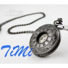 Black Cooper Mechanical Skeleton Pocket Chain Watch For Mens Style W