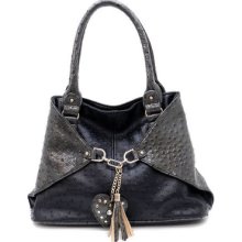 Black Ostrich Heart Tassel Victoria Fashion Shoulder Bag Hobo Satchel Tote