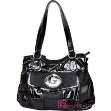 Black Signature Jacquard Retro Patchwork Studs Pocket Hobo Handbag Purse Bag