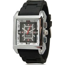 Bling Jewelry Mens Square Dial Rubber Black Watch