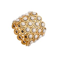 Blu Bijoux Alternating Gold Circle Link and White Stretch Link Bracelet Blu Bijoux Alternating Gold Circle Link and White Stretch Link Bracelet