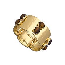 Blu Bijoux Gold and Tiger Eye Cabochon Wide Cuff Bracelet