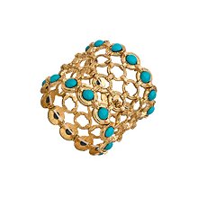 Blu Bijoux Gold Circle and Turquoise Stretch Link Bracelet