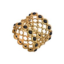 Blu Bijoux Gold Circle and Black Stretch Link Bracelet