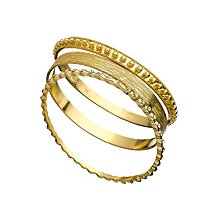 Blu Bijoux Gold Crystal and Studded Bangle Set